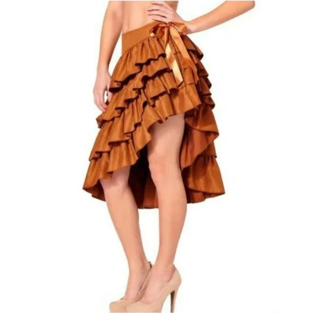 Spirit Faux Suede Ruffle Boho Dance Party Festival Costume Skirt